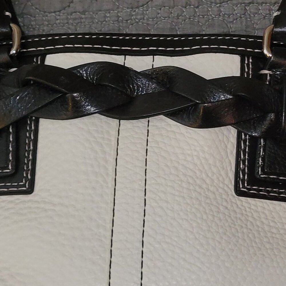 Coach Hampton Pebble Leather - Off White w/Black Trim - Silver Hardware - Picture 3 of 7